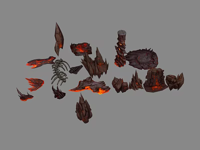 Modern Stone Flaming Mountain Stone Underground Lava High Precision Big Mountain Stone Block Mountain Ridge Rock Slope Mountain Cliff Rock Cliff Cliff Cliff Boulders 3d model