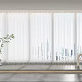 Modern White Window Blinds In Contemporary Interior With Cityscape View Green Plant And White Chair