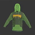 Gray Casual Hoodie With Vibrant THRASHER Lettering And Front Pocket Design