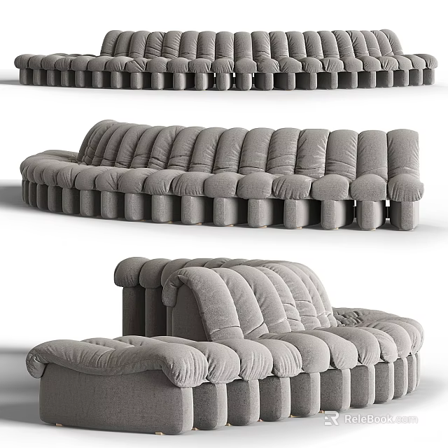 Modern Modular Sectional Sofa With Soft Gray Upholstery And Comfortable Design 3d model 