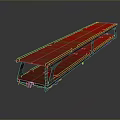 Red Architectural Bridge Structure With Long Flat Surface And Railings 3d model