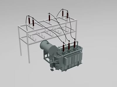 Industrial Power Transformer With Metal Frame Insulating Pillars And Coil Components For Electrical Systems 3d model