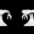 White Decorative Ornament Set With Symmetrical Wavy Cloud like Top And Claw Shaped Base