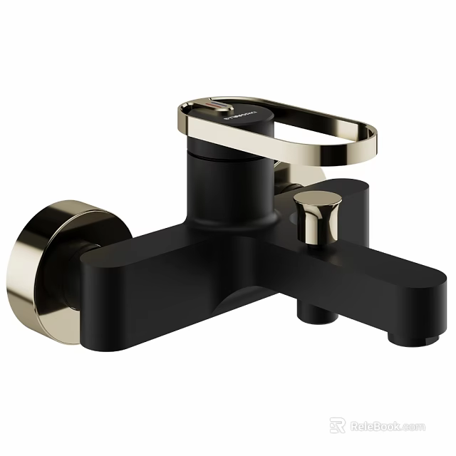 Modern Black Faucet With Gold Accents For Bathroom Or Kitchen Use 3d model 