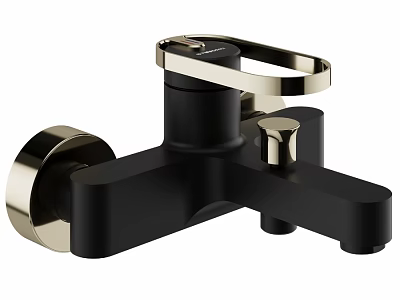 Modern Black Faucet With Gold Accents For Bathroom Or Kitchen Use 3d model