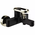 Modern Black Faucet With Gold Accents For Bathroom Or Kitchen Use