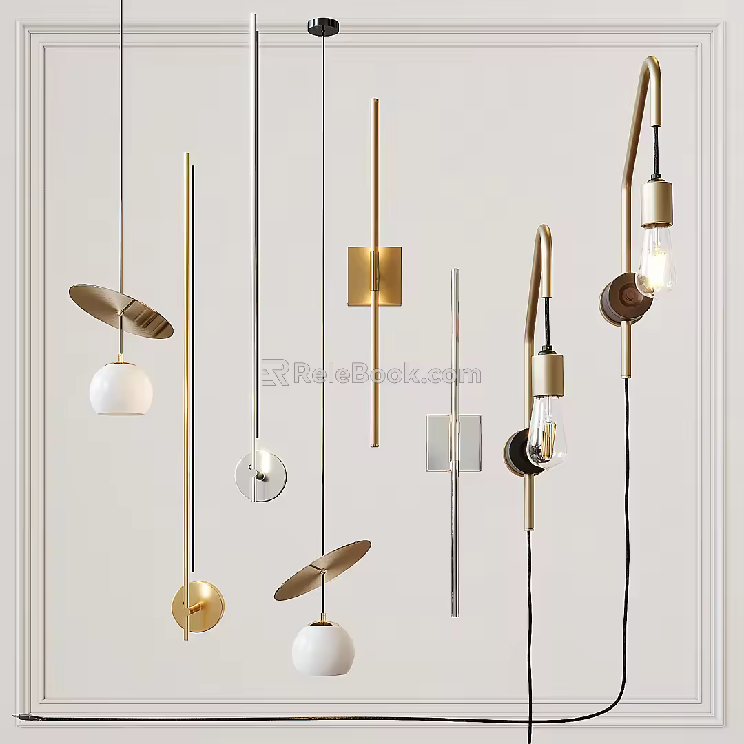 Modern lamp combination chandelier combination 3d model