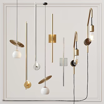 Modern lamp combination chandelier combination 3d model