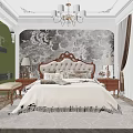 Elegant French Style Living And Dining Room With Arched Windows And Comfortable Vintage Home Decor