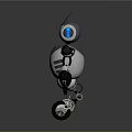 Futuristic Robot Design With Blue Eyes Gray White Body Black Arms Legs And Single Wheel