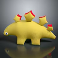 Yellow Plush Dinosaur Toy With Red Spikes Soft Stuffed Animal For Kids Daily Use