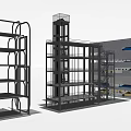 Multi Level Mechanical Parking Structure With Automated Lifts And Building Integration 3d model