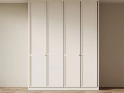 Modern White Wardrobe Interior Design With Sleek Four Door And Minimalist Style 3d model