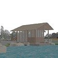 Modern Thatched Pavilion Village Pavilion Village Landscape Pavilion 3d model