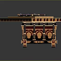 Ancient Weapon With Red Gold Decoration And Intricate Wheeled Structure Design
