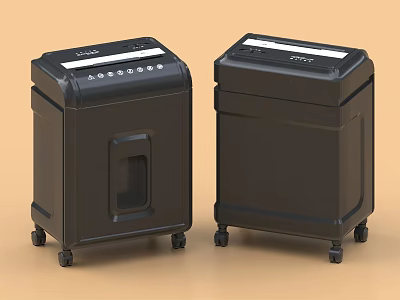 Two Black Commercial Paper Shredders With Wheels For Office Document Shredding 3d model