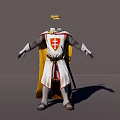 Game And Movie Character Wearing Golden Crown White Robe With Red Cross And Outstretched Arms