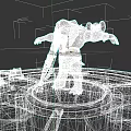 Elephant Character In Red Brown Outfit With Outstretched Arms On Circular Platform