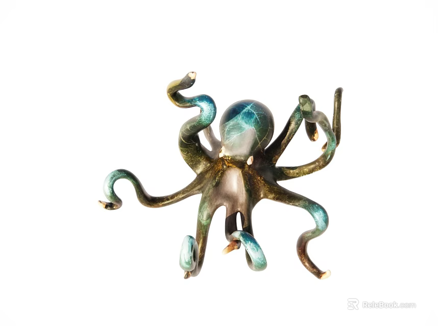 Decorative Octopus Ornament With Green Copper Tentacles And Artistic Design 3d model 