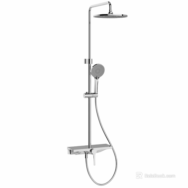 Modern Shower Sauna System With Chrome Handheld Sprayer And Storage Shelf 3d model 