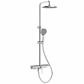 Modern Shower Sauna System With Chrome Handheld Sprayer And Storage Shelf