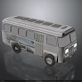 Detailed Vintage Silver Bus Model Featuring Bridgestone Logo And Roof Skylights