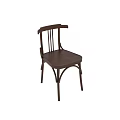 Classic Wooden Single Chair With Vertical Slat Back And Curved Legs
