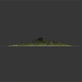 Garden Landscape 3D Model with Green Vegetation and Brown Mountain Terrain on White Paper