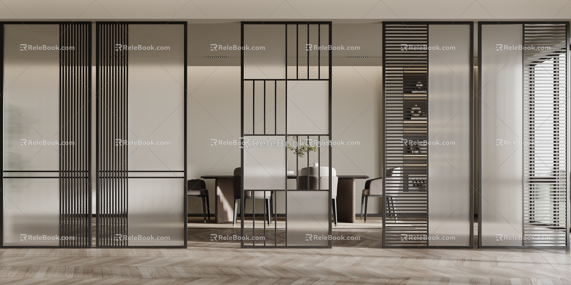 Modern partition glass partition 3d model