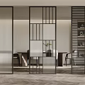 Modern screen partition glass partition 3d model