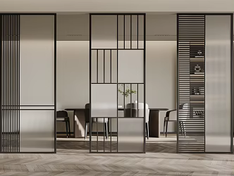 Modern screen partition glass partition 3d model