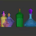 Vibrant Colorful Decorative Glass Bottles With Various Shapes And Small Cone Accessory For Home Decoration