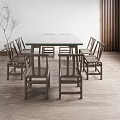 Modern Wooden Dining Table Set with Chairs for Indoor Home Dining Room