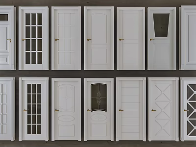 Different Styles Of Hinged Doors With Glass Panels And Decorative Patterns For Interior Use 3d model
