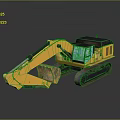 Yellow Excavator Heavy Construction Machinery With Tracked Undercarriage And Front Digging Bucket