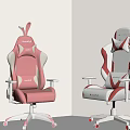 AutoFull Pink And White Red Gaming Chairs With Modern Ergonomic Design