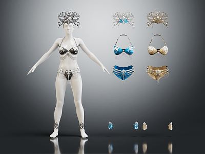 Modern Model Female Model Various Bikini suit 3d model