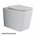 Modern White Toilet with Sleek Design and Closed Lid for Bathroom Interior