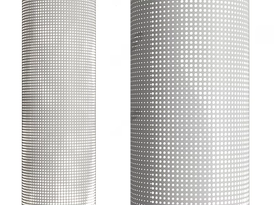 Two Detailed Gray Cylinders With Dense Dotted Surface Pattern Design 3d model