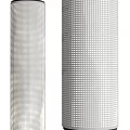 Two Detailed Gray Cylinders With Dense Dotted Surface Pattern Design