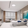 Hospital Outpatient Ward With Modern Design Wooden Walls TV Sofa Window And IV Stand