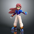 Blue Household Item Held By 3D Character With Red Brown Hair And Green Eyes