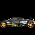 Black Racing Sports Car With Pirelli Tires And Yellow Alloy Wheels Aerodynamic Design