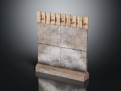 Decorative Display Stand With Stone Panels Wooden Top And Wall Hooks 3d model