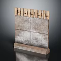 Decorative Display Stand With Stone Panels Wooden Top And Wall Hooks