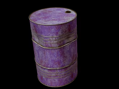 Purple Industrial Metal Drum With Rustic Finish And Cylindrical Design 3d model