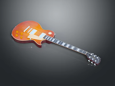 Glossy Amber Sunburst Electric Guitar With Mahogany Neck And Steel Strings 3d model