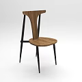 Modern Minimalist Accent Chair With Wooden Backrest Seat And Black Metal Legs