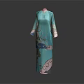Elegant Teal Robe With Colorful Artistic Patterns And Traditional Design Elements