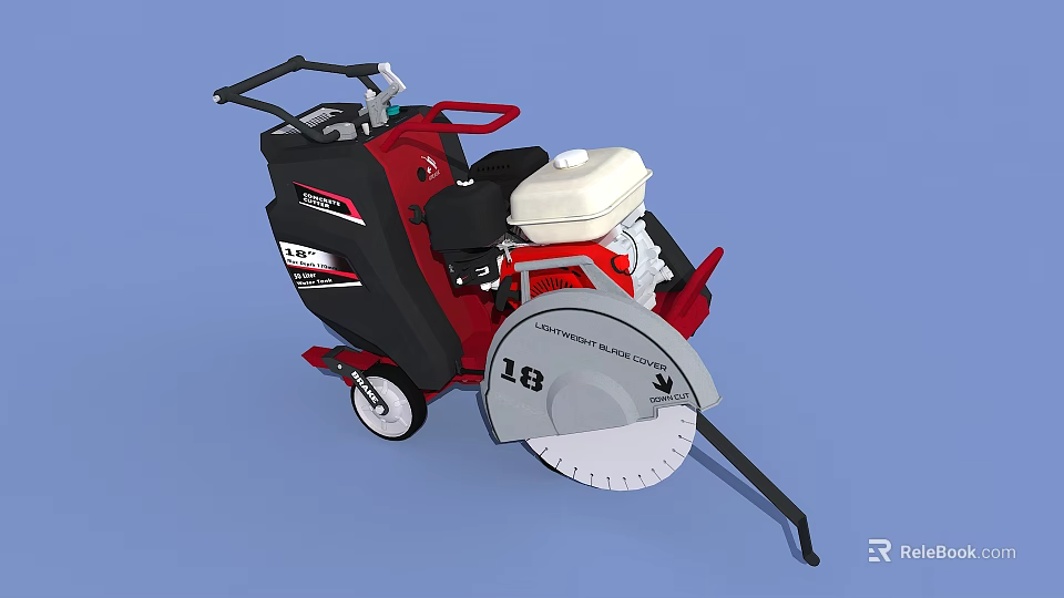 Industrial Concrete Cutter With Red Black Body Large Cutting Blade And White Engine 3d model 